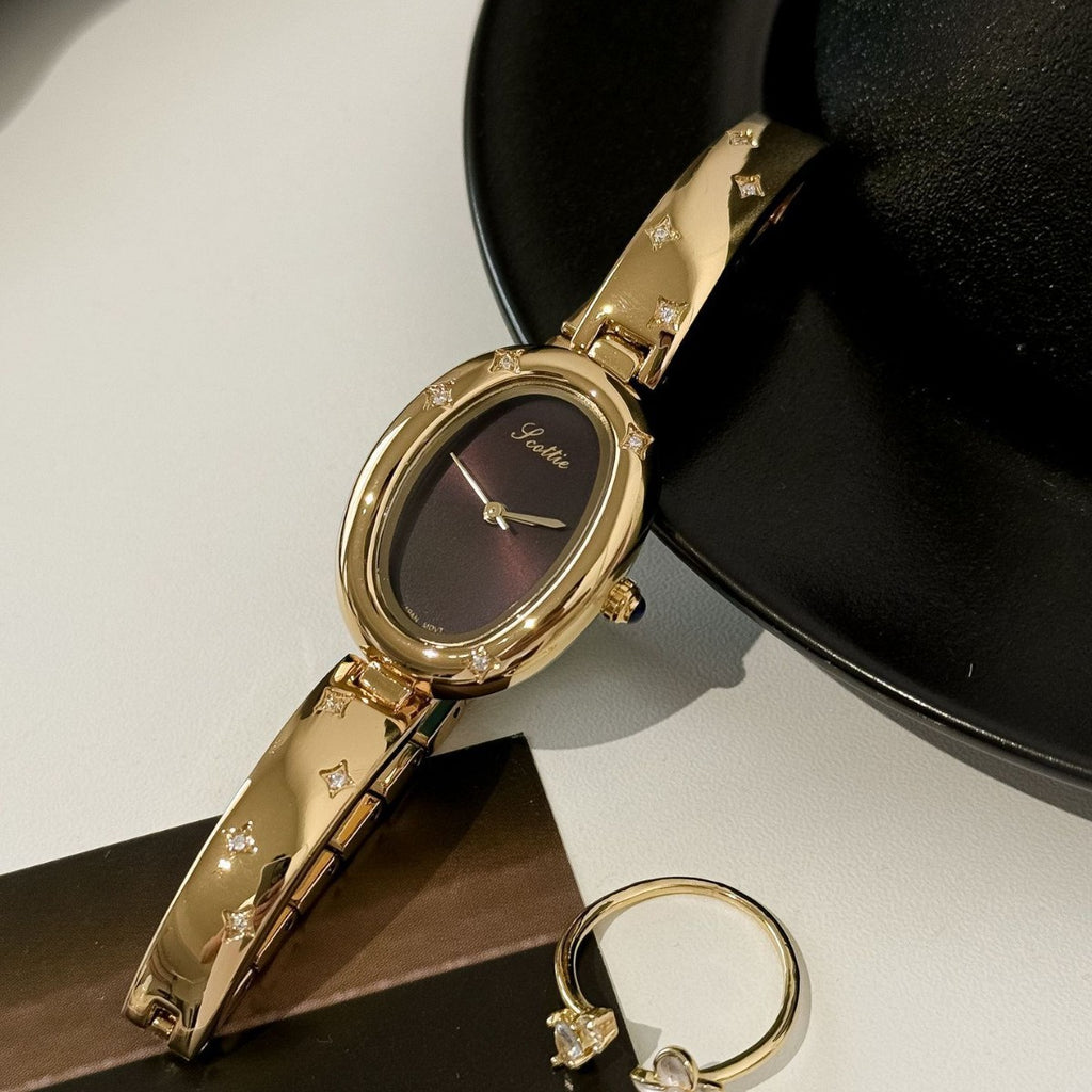 Montre bracelet disque ovale