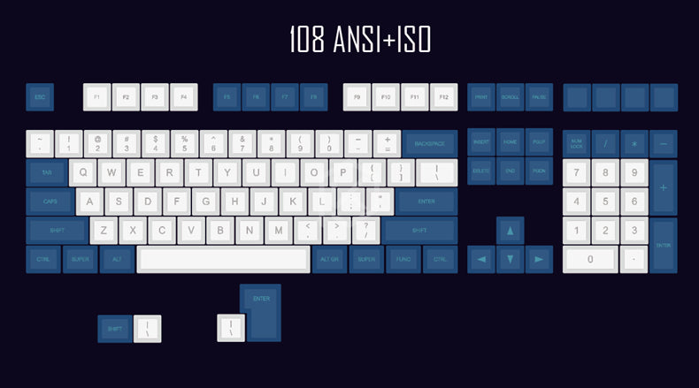 Blue and white Laser Engraving Keyboard