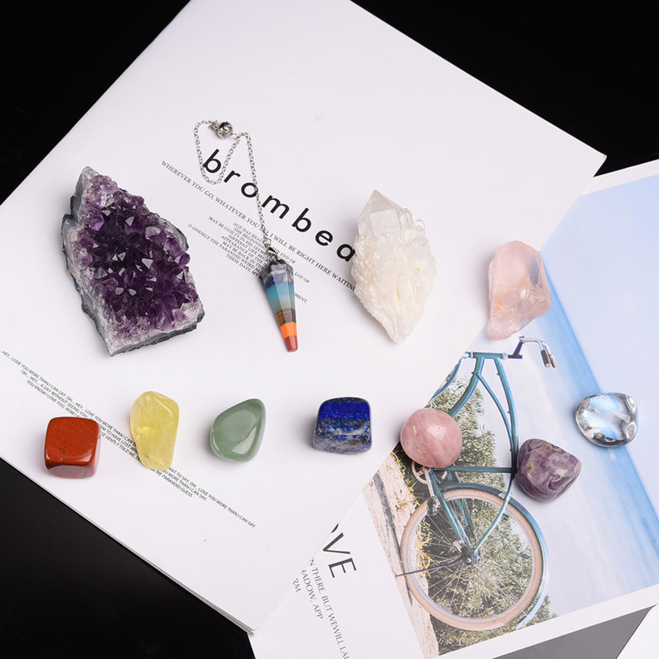 Bloc Améthyste Cristal naturel Hexagonal Prism Power Stone Exquise boîte cadeau Emballage
