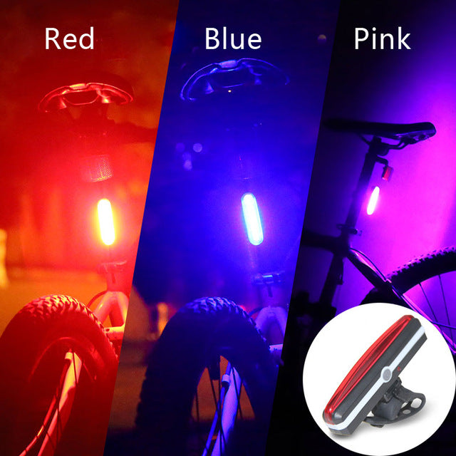 USB Rechargeable Vélo Riding COB Tail Light Mountain Bicycle LED Safety Warning Li