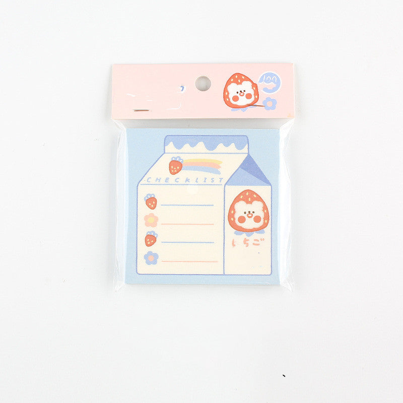 MINKYS Kawaii 100 feuilles Mémo de fraise de lait mignon Note quotidienne