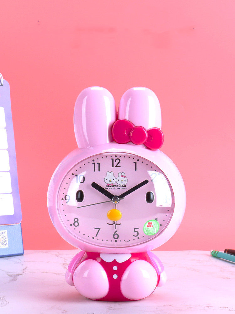 Cute Cartoon Stéréo Dual Music Réveil Mute Sweep Second Snooze Night Light