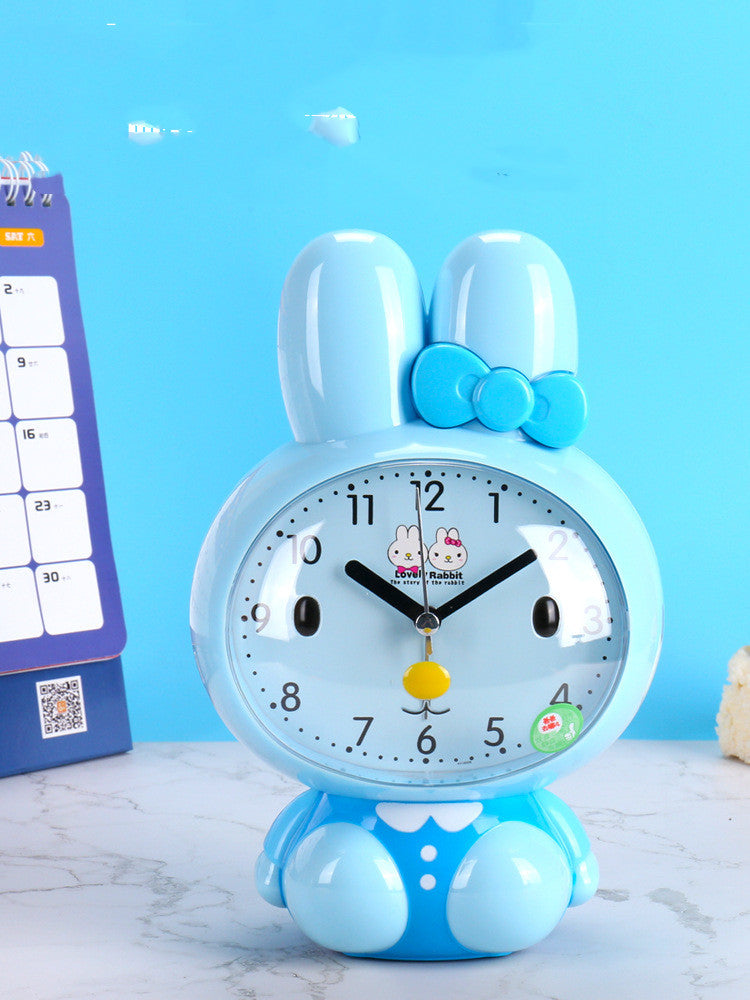 Cute Cartoon Stéréo Dual Music Réveil Mute Sweep Second Snooze Night Light