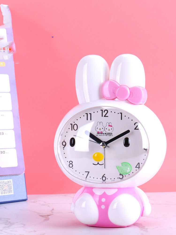 Cute Cartoon Stéréo Dual Music Réveil Mute Sweep Second Snooze Night Light