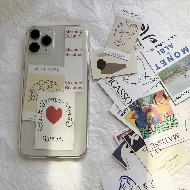 Rétro Petite carte Diy combiné boîtier de téléphone mobile transparent