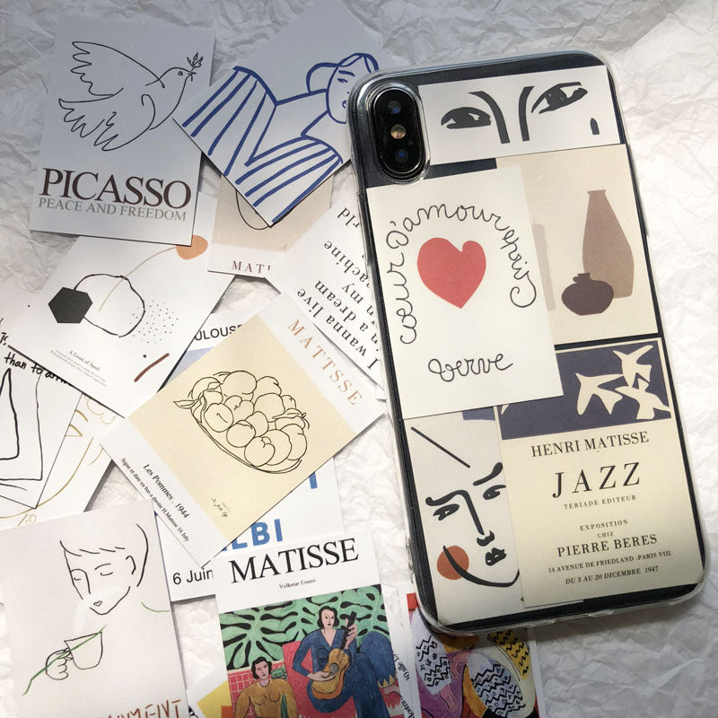 Rétro Petite carte Diy combiné boîtier de téléphone mobile transparent