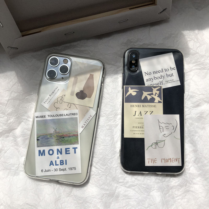 Rétro Petite carte Diy combiné boîtier de téléphone mobile transparent