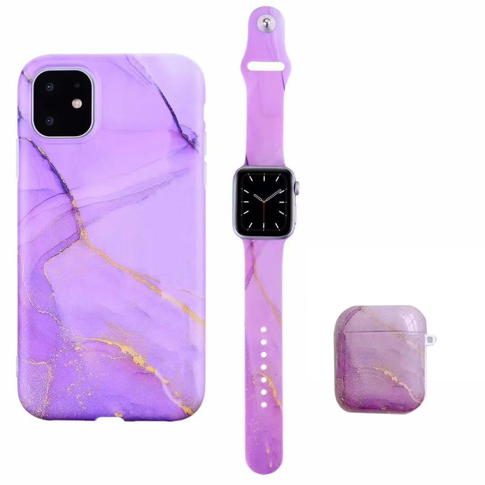 Cas d'écoute pour téléphone portable poli et sangle en marbre