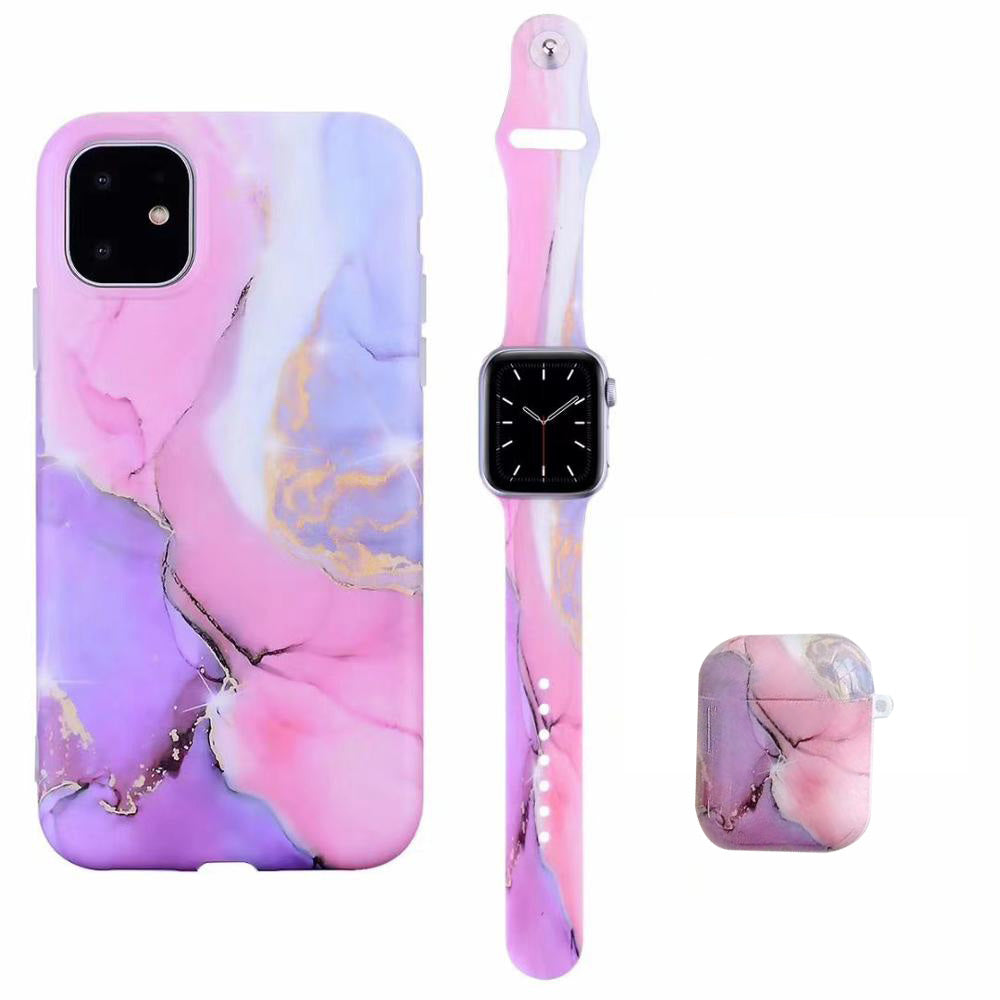 Cas d'écoute pour téléphone portable poli et sangle en marbre
