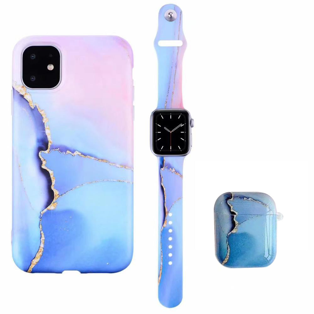 Cas d'écoute pour téléphone portable poli et sangle en marbre