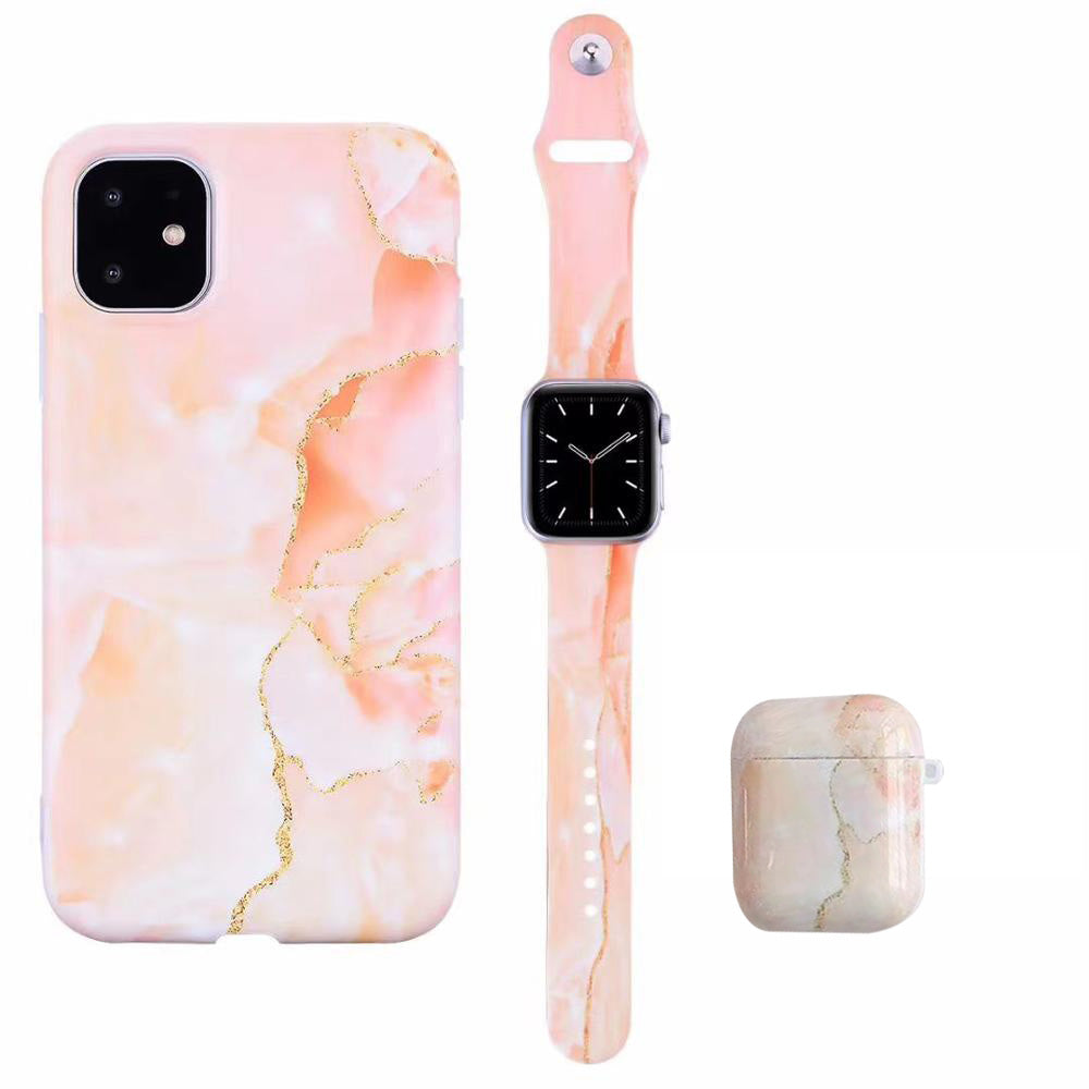 Cas d'écoute pour téléphone portable poli et sangle en marbre