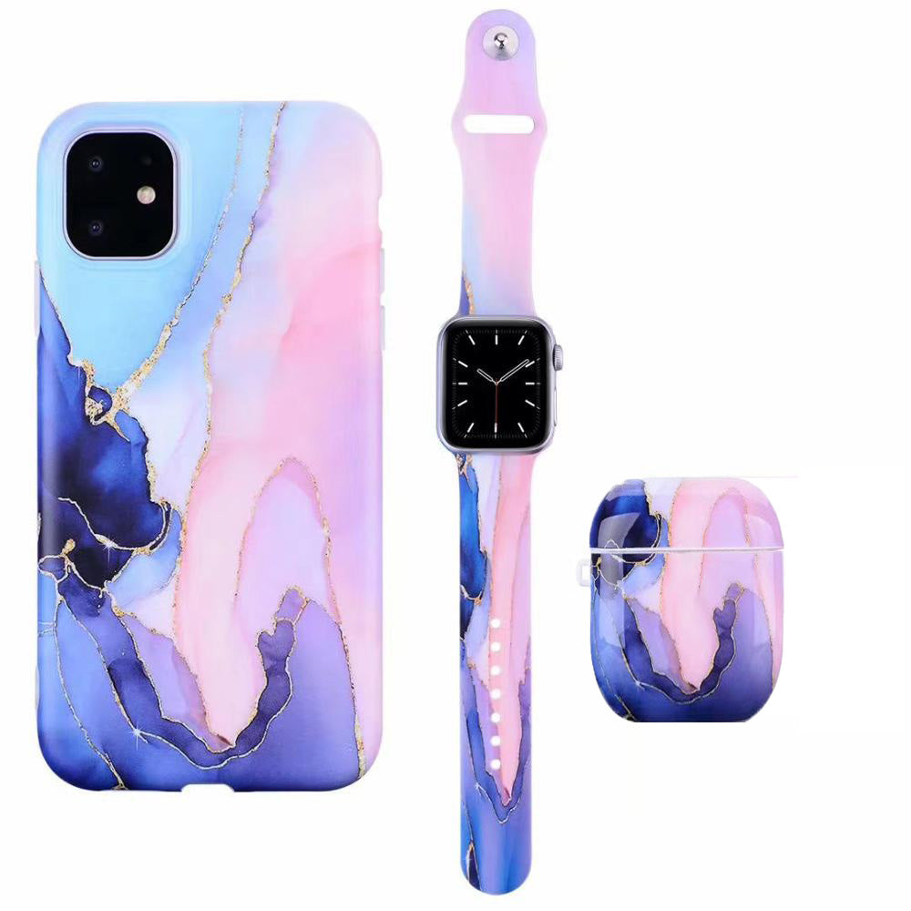 Cas d'écoute pour téléphone portable poli et sangle en marbre