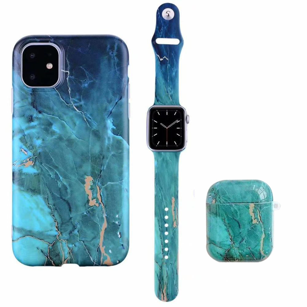 Cas d'écoute pour téléphone portable poli et sangle en marbre
