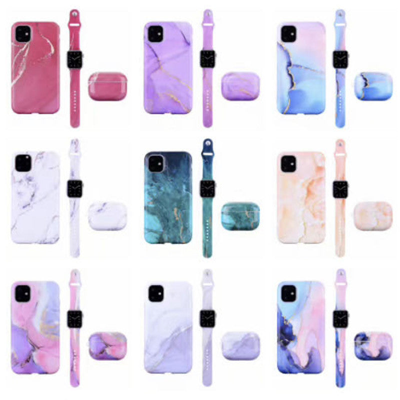 Cas d'écoute pour téléphone portable poli et sangle en marbre
