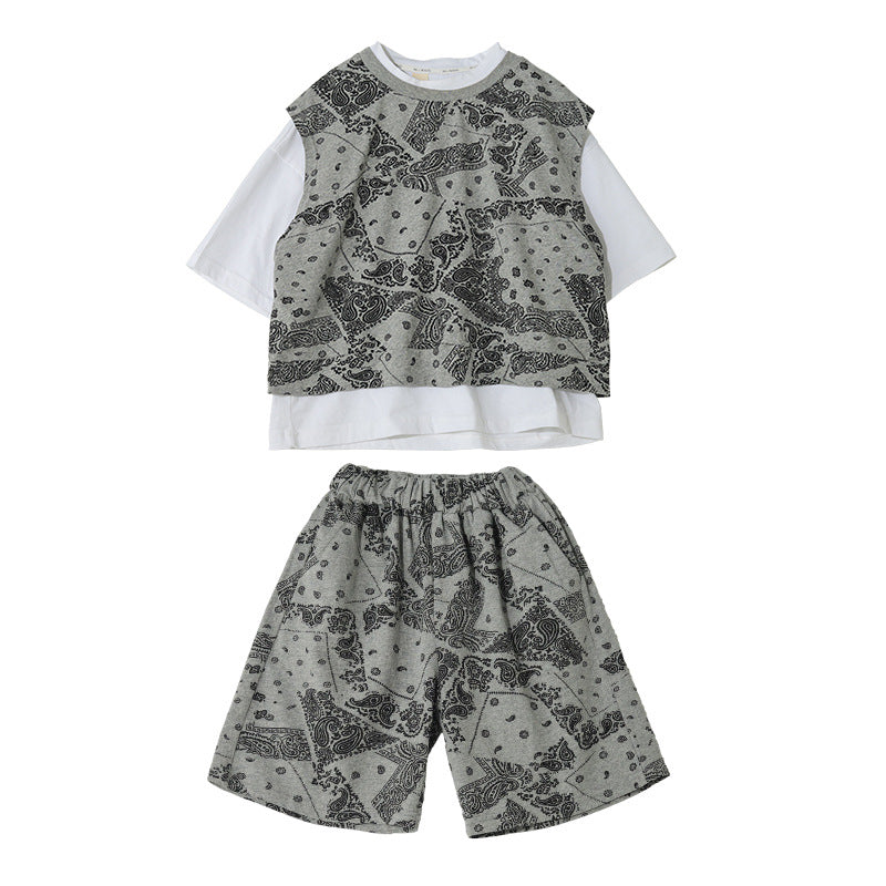 Garçons Handsome Shorts à manches courtes costume Tendance en trois parties