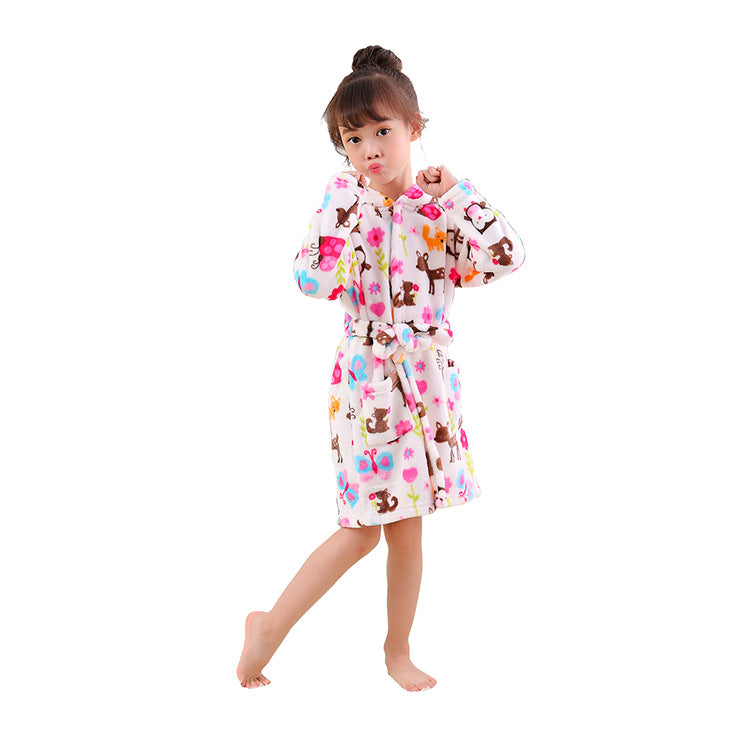 Cartoon Flannel Chemise à capuche pour enfants