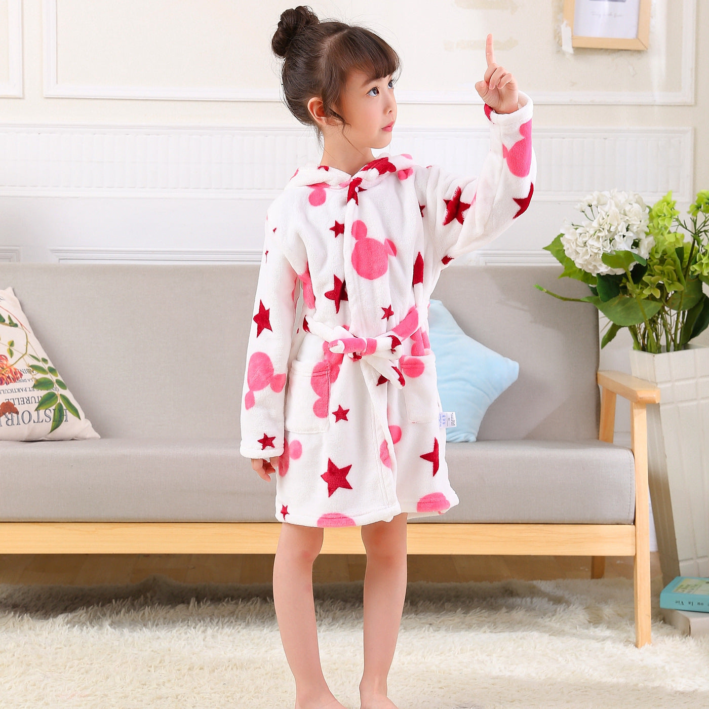 Cartoon Flannel Chemise à capuche pour enfants