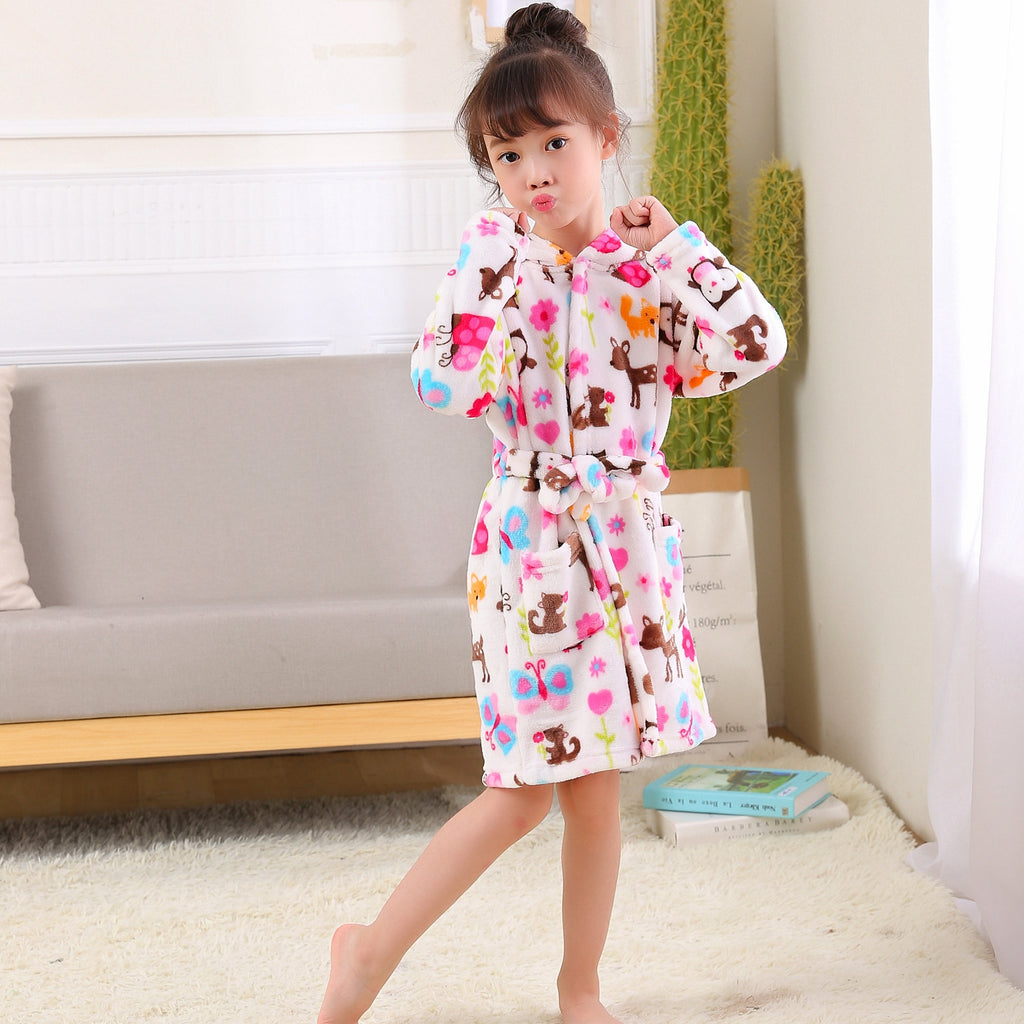 Cartoon Flannel Chemise à capuche pour enfants