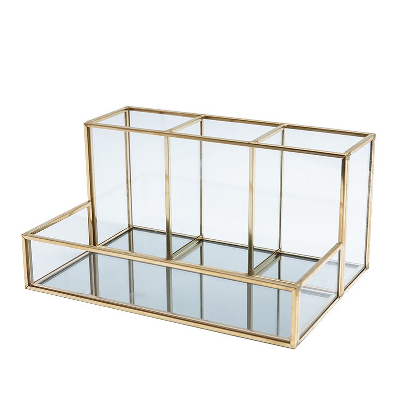 Organisateur de maquillage de verre salle de bain Cosmétiques Organisateur avec Golden