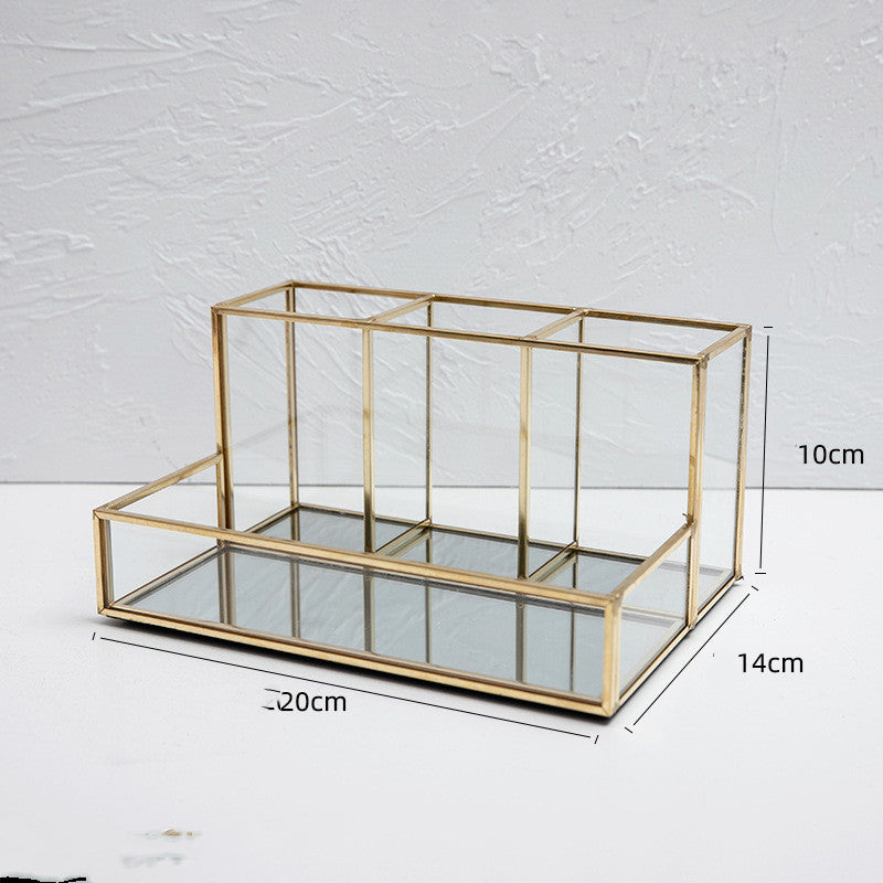 Organisateur de maquillage de verre salle de bain Cosmétiques Organisateur avec Golden