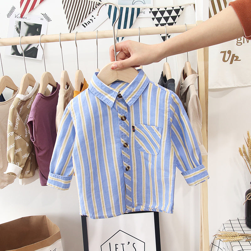Chemise rayée pour enfants Coton manches longues