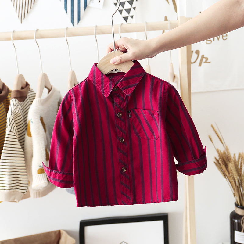 Chemise rayée pour enfants Coton manches longues