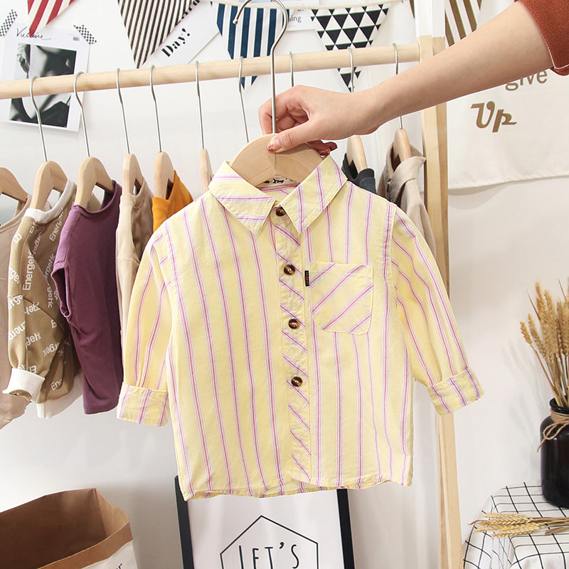 Chemise rayée pour enfants Coton manches longues
