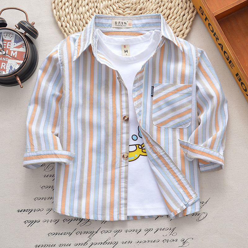 Chemise rayée pour enfants Coton manches longues