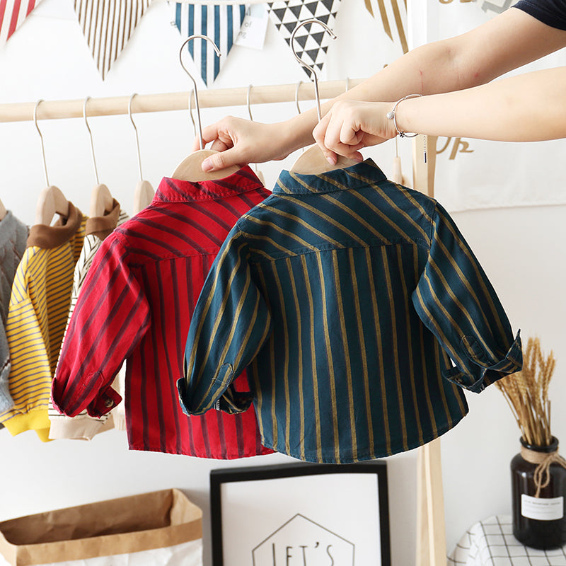 Chemise rayée pour enfants Coton manches longues
