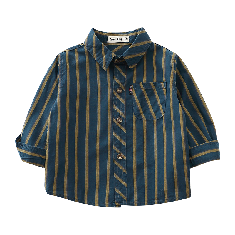 Chemise rayée pour enfants Coton manches longues