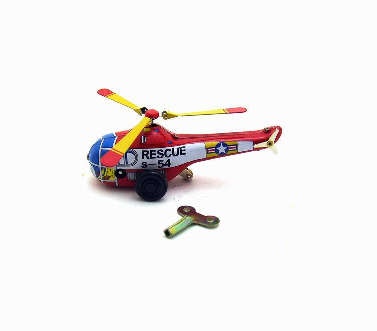 Jouet en étain rétro petit hélicoptère