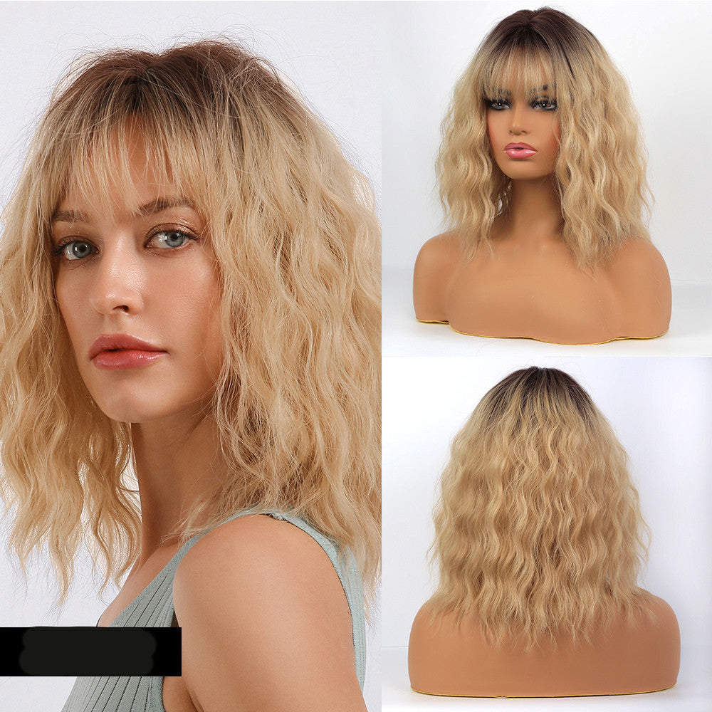 Noir Gradient Or femmes cheveux bouclés courts