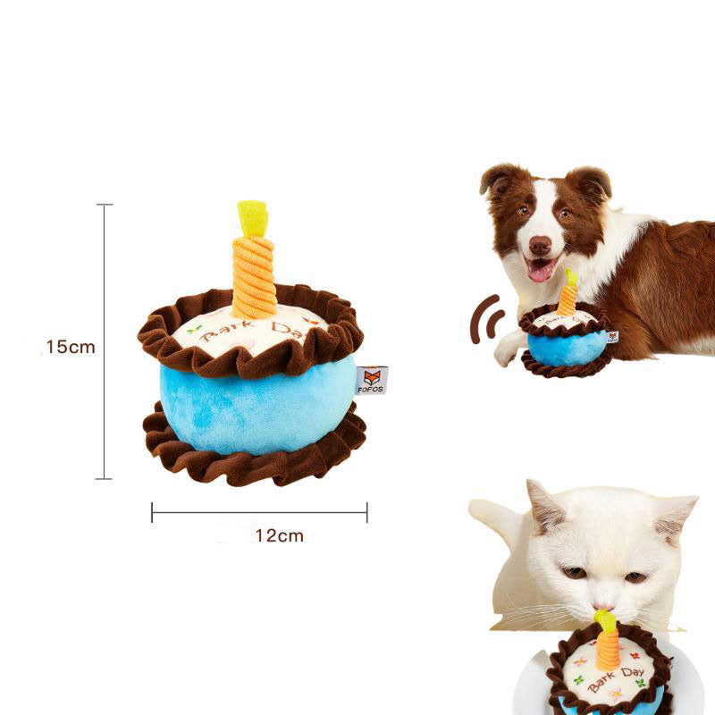 Jouet de gâteau d'anniversaire pour chaton vocal résistant aux piqûres