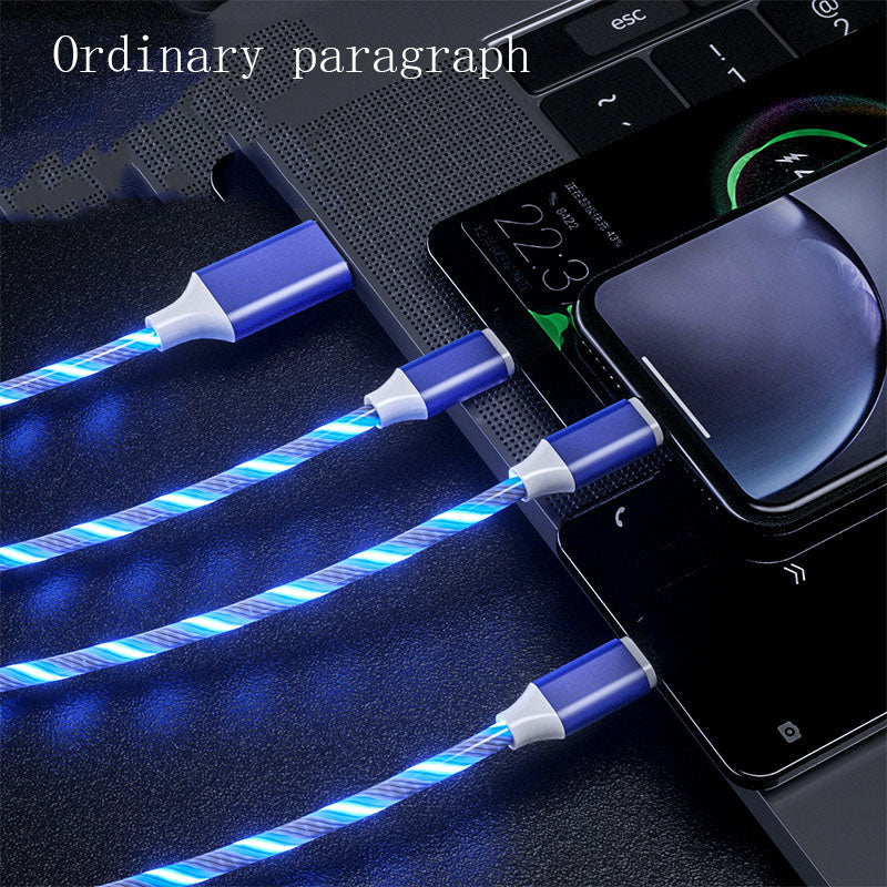3 En 1 Micro USB Type C Câble LED Flux Lumière Type C Câble Chager Chargeur de téléphone mobile