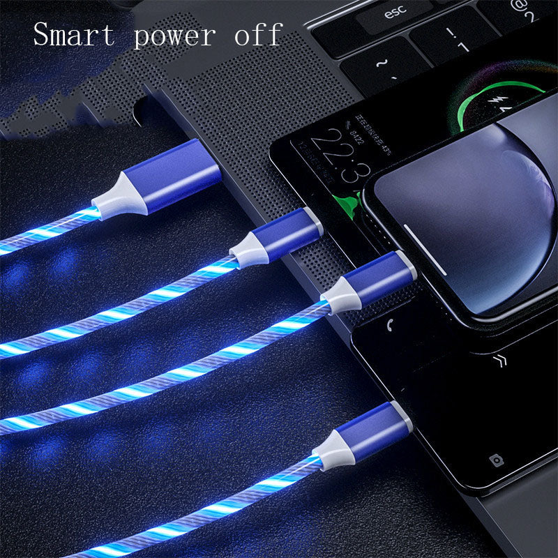 3 En 1 Micro USB Type C Câble LED Flux Lumière Type C Câble Chager Chargeur de téléphone mobile