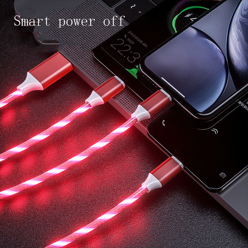 3 En 1 Micro USB Type C Câble LED Flux Lumière Type C Câble Chager Chargeur de téléphone mobile