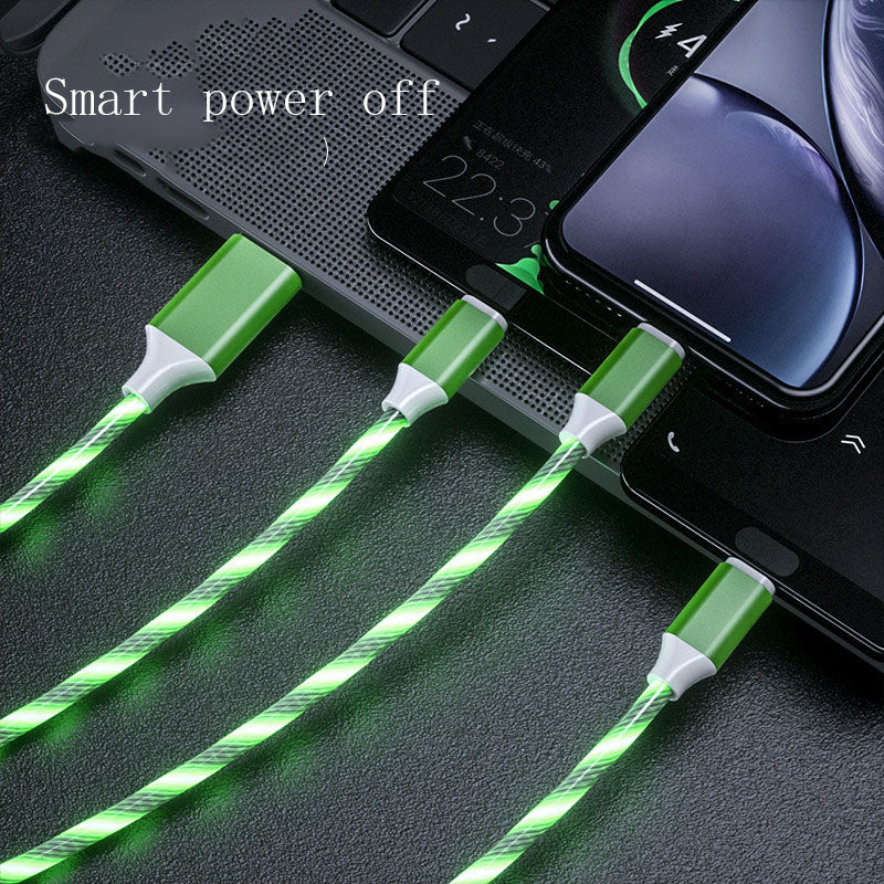 3 En 1 Micro USB Type C Câble LED Flux Lumière Type C Câble Chager Chargeur de téléphone mobile