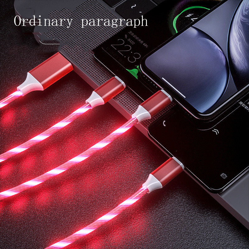 3 En 1 Micro USB Type C Câble LED Flux Lumière Type C Câble Chager Chargeur de téléphone mobile