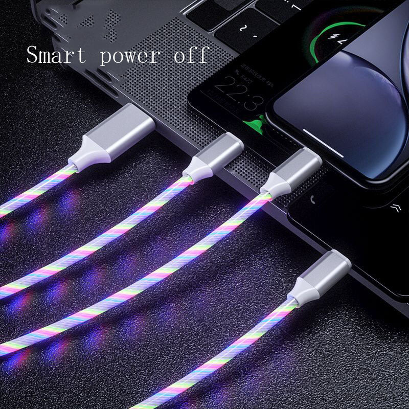 3 En 1 Micro USB Type C Câble LED Flux Lumière Type C Câble Chager Chargeur de téléphone mobile