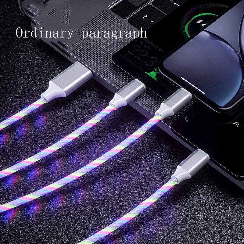 3 En 1 Micro USB Type C Câble LED Flux Lumière Type C Câble Chager Chargeur de téléphone mobile