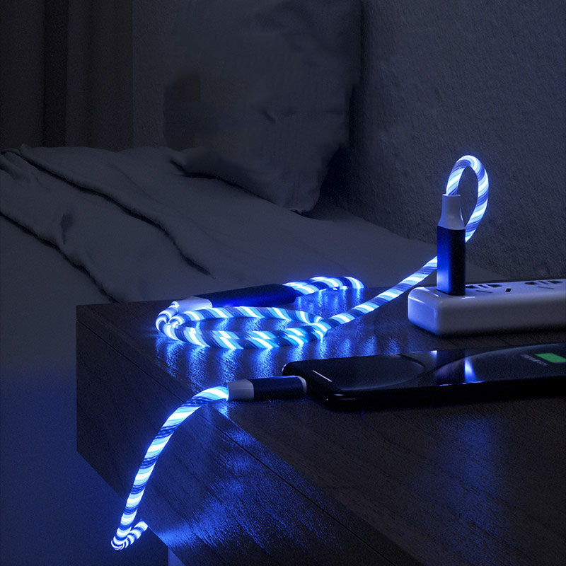 3 En 1 Micro USB Type C Câble LED Flux Lumière Type C Câble Chager Chargeur de téléphone mobile