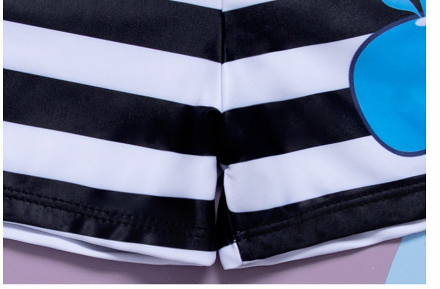 Maillot de bain rayé de dessin animé coréen Whale Imprimer Maillot de bain