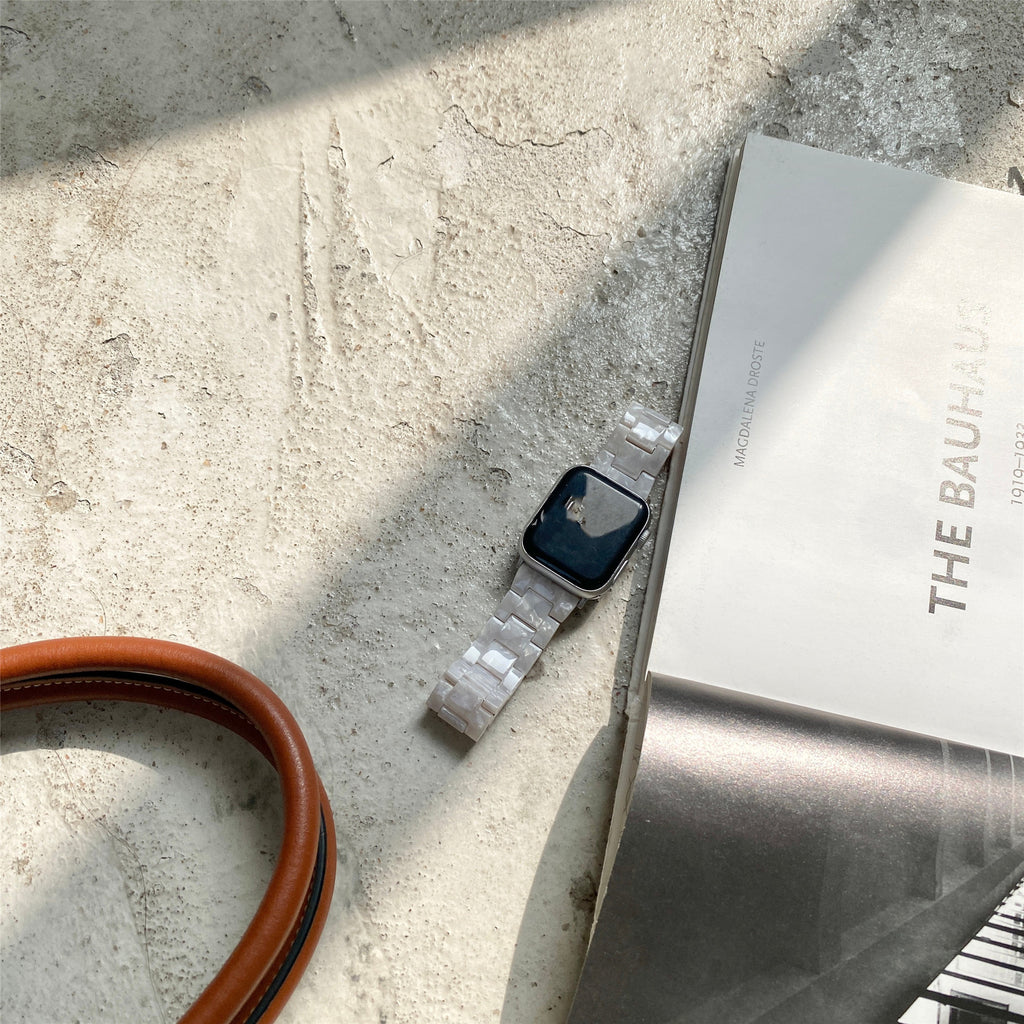 Convient pour Applewatch White Gray Shell Pattern Environmentally Friendly Lightweight Resi