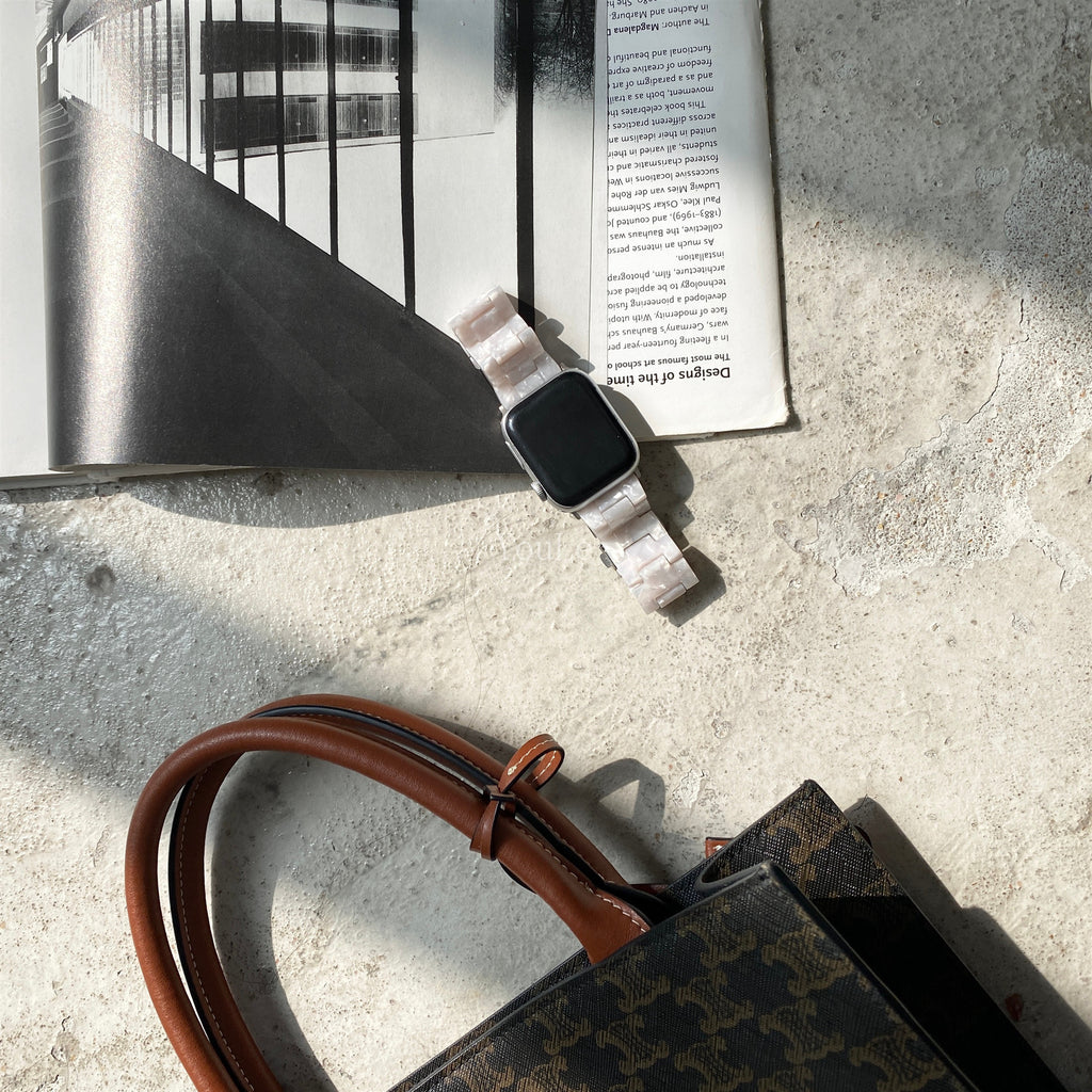 Convient pour Applewatch White Gray Shell Pattern Environmentally Friendly Lightweight Resi