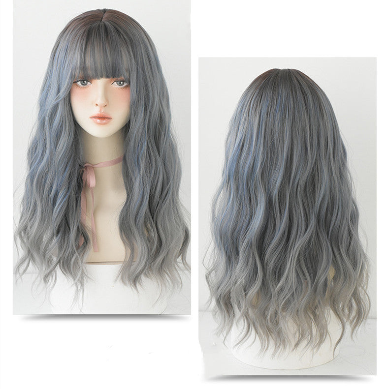 Perruque femelle cheveux longs légèrement bouclés Wavy naturel Fluffy couverture complète des cheveux