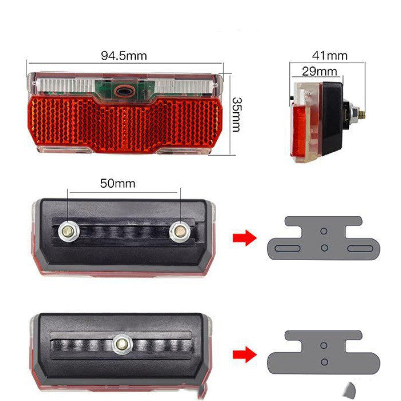 Red vélo arrière lumière utiliser 2pcs AAA Batteries vélo arrière Rack Carrier lampe avec vélo