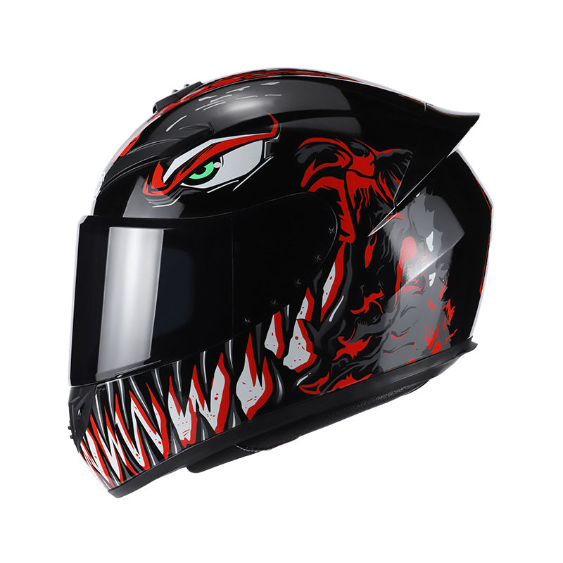 Casque d'équitation électrique Couverture complète Quatre saisons Personnalité Casque de course cool