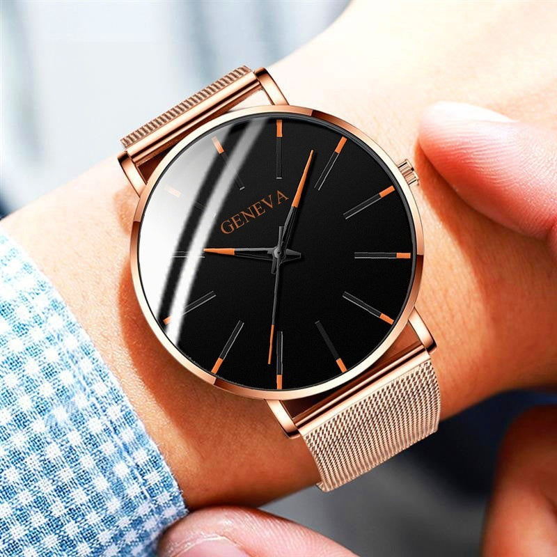 Montre Quartz Business Mesh Band en acier inoxydable