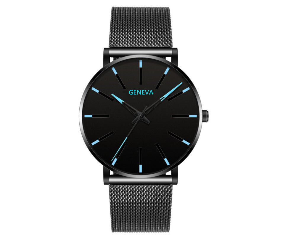 Montre Quartz Business Mesh Band en acier inoxydable