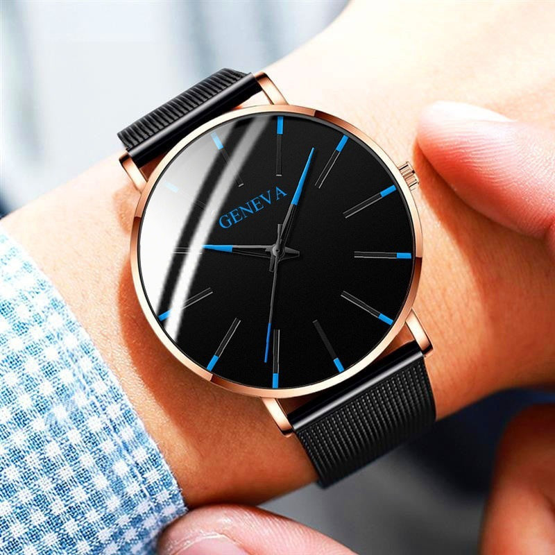 Montre Quartz Business Mesh Band en acier inoxydable